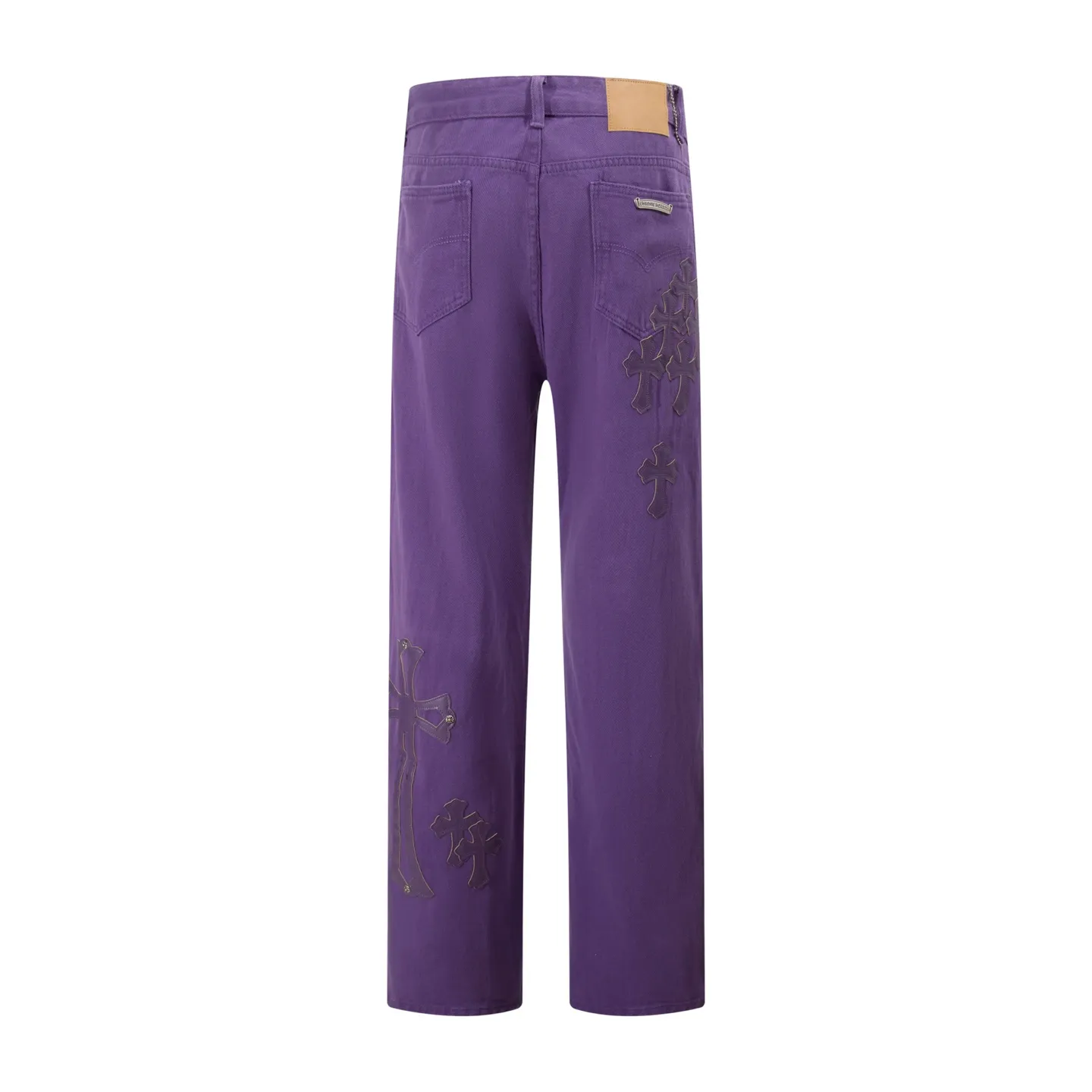 P240 Style No.: H41 Croxin & 𝐂𝐡𝐫𝐨𝐦𝐞 𝐇𝐞𝐚𝐫𝐭 ss25 Purple Cow King Jeans. Styles with different wash textures are very friendly to people with thin legs. The slightly flared version perfectly modifies the leg shape. The timeless and moderate length makes it easy to match and match. It is the basis for various styles and is a must-have in your wardrobe! The fabric is stiff but also makes the upper body soft without losing texture. The washing process is even more perfect. It is a must-have item for everyone! ! ! Washed wheat, hang tag, pants label, three labels complete Color: purple Size: 28-30-32-34